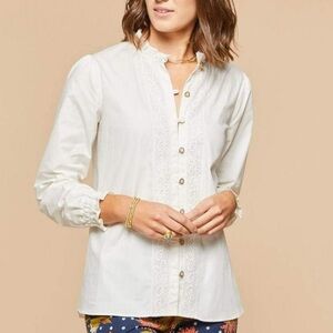 Spartina 449 Daphne Ruffle Blouse - Pearl White size large